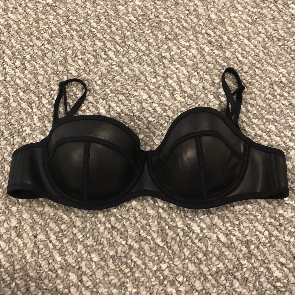 Triangl black leather milly bikini top